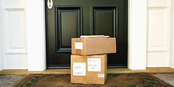 photo of packages at the front door