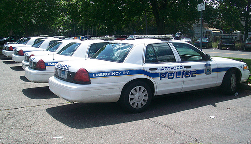 image of hartford police car lined up