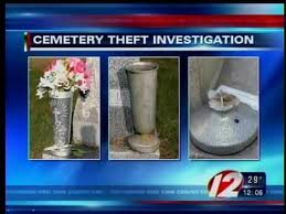 photo of a news broadcast on cemetery theft