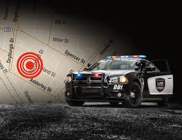 photo of police car and a gps target on a map