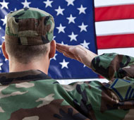 photo of veteran saluting flag